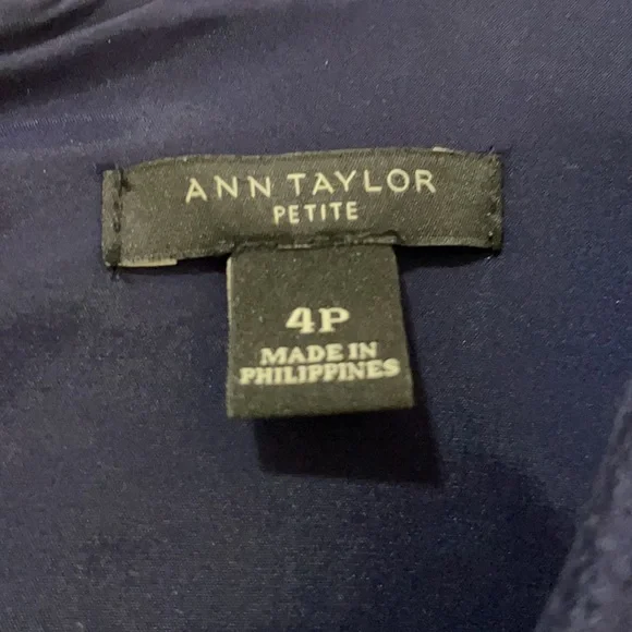 Ann Taylor Petite Navy Boiled Wool Sleeveless V neck Flounce Dress, Size 4P - Picture 12 of 14